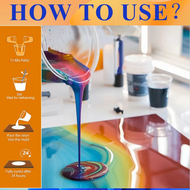 Epoxy Resin Kit Easy Mix 1:1 Crystal Clear Resin Bubble Free No Yellowing UV Resistant for DIY Crafts Jewelry Making