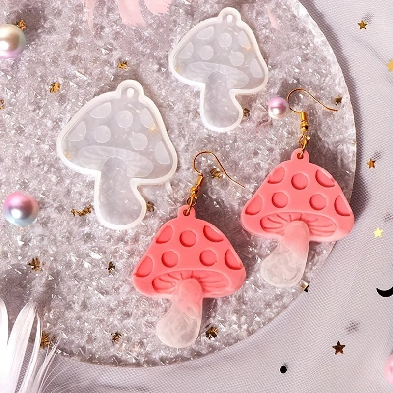 Mushroom Silicone Earring Resin Molds for Keychain Pendant Earring Stud Making Decoration Accessories