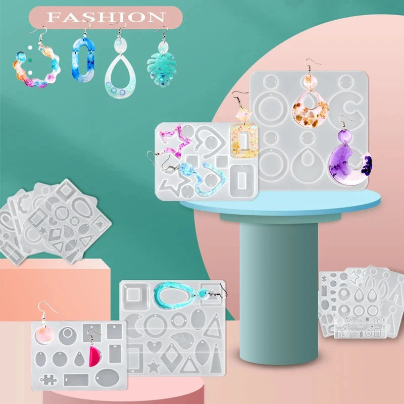 Silicone Earring Molds Earring Resin Mold Jewelry Making Casting Tools Earring Hooks for Craft DIY Charms Pendant Earring Making